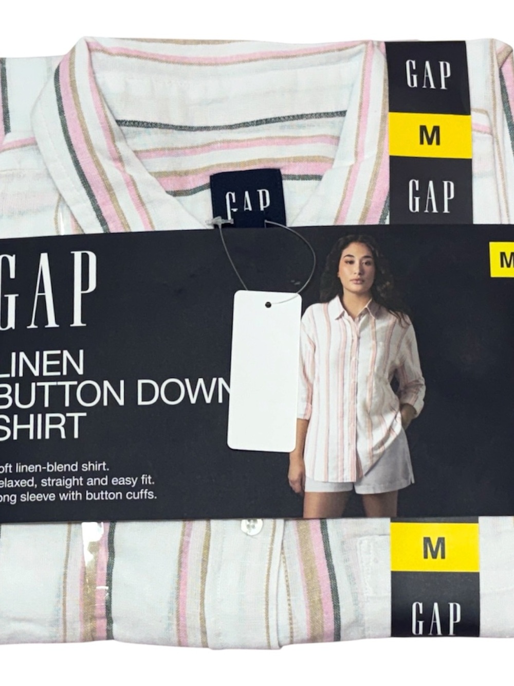 Gap Women's Linen Button-Down Top Multi Color Size Medium NWT - Picture 2 of 12
